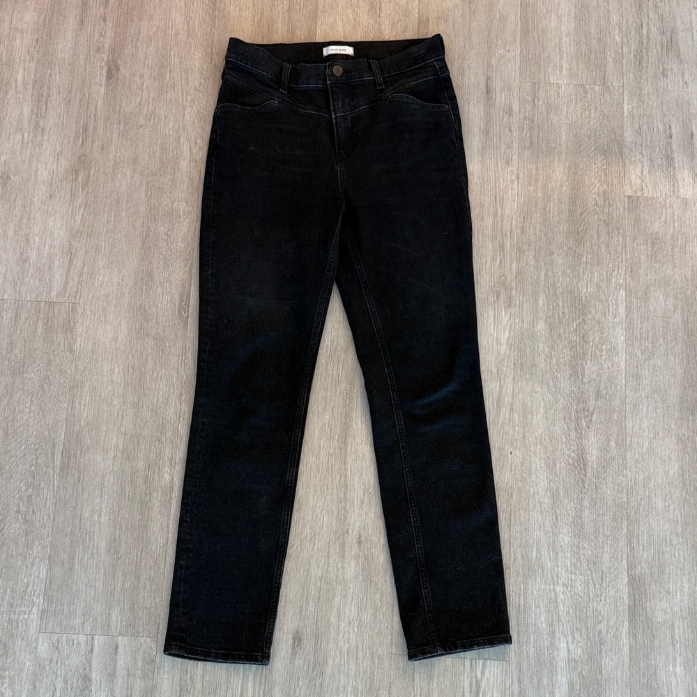 Anine Bing High Rise Black Straight Jeans
